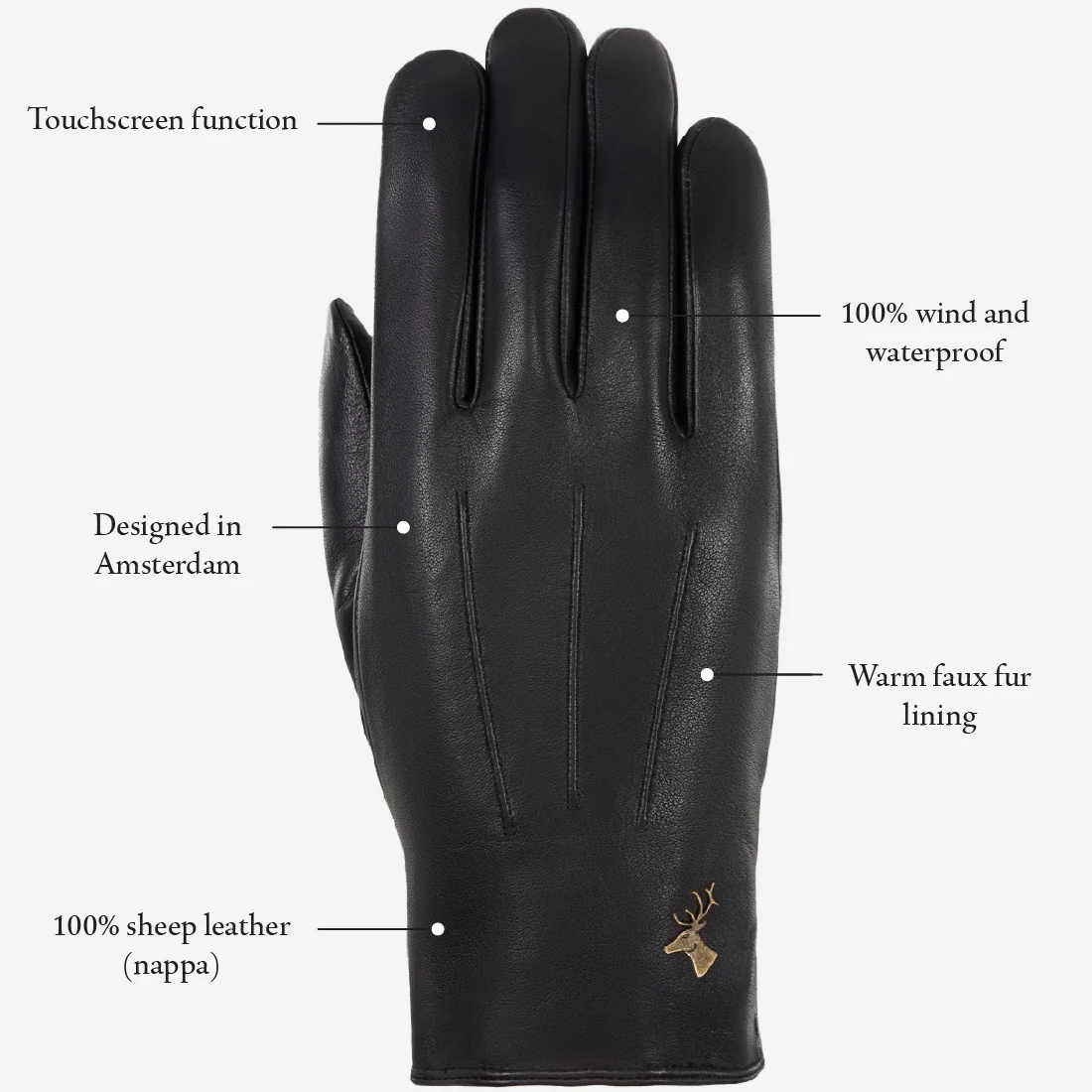 Al Capone (black) – Sheepskin leather gloves with luxurious faux fur lining & touchscreen feature - Image 10