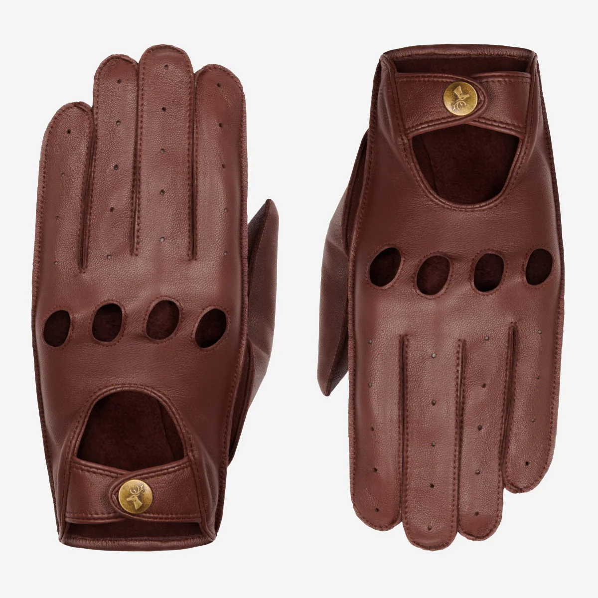 Alexis (brown) – Classic women's lambskin driving gloves with touchscreen feature - Image 3