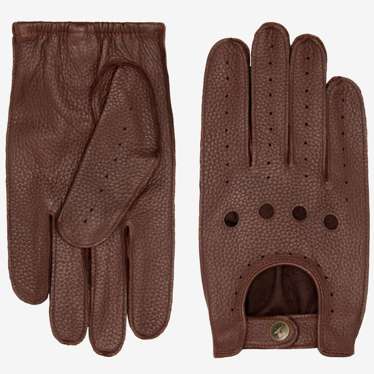 Austin (brown) – Luxurious men's driving gloves made of American deerskin leather - Image 3