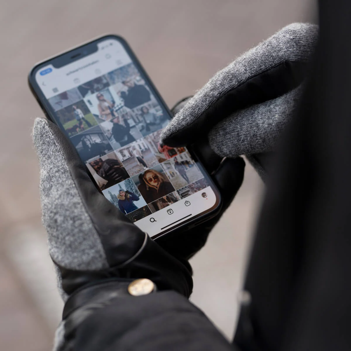 Brody (grey) – Sheepskin leather gloves with warm fleece lining & touchscreen feature - Image 6