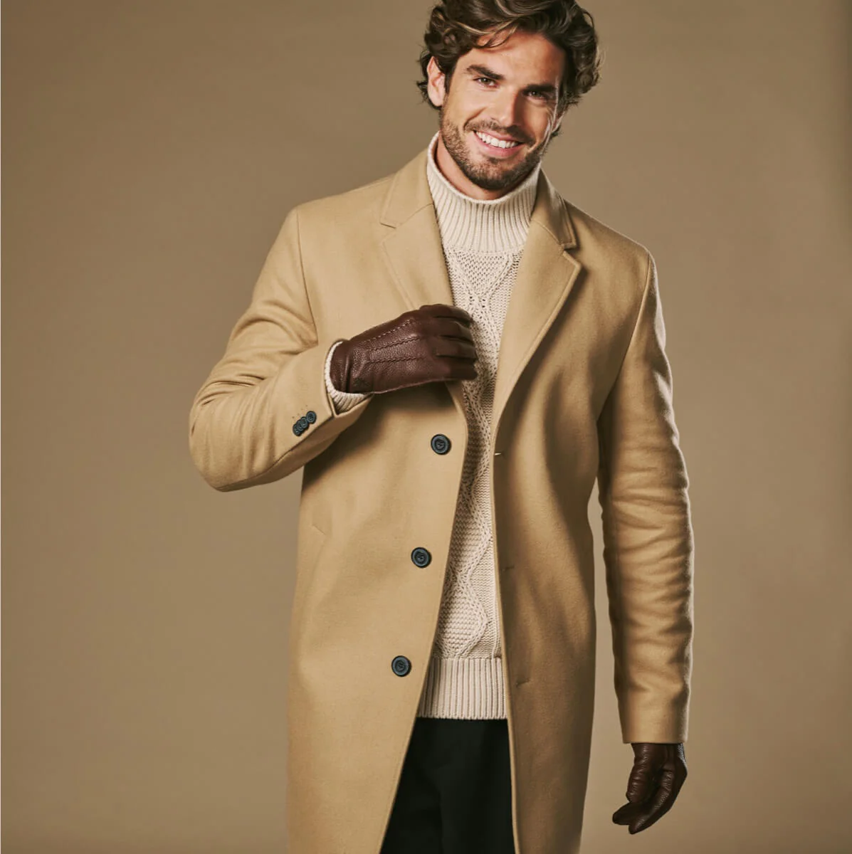 Charles (brown) – Luxurious American deerskin leather gloves with warm cashmere lining - Image 7
