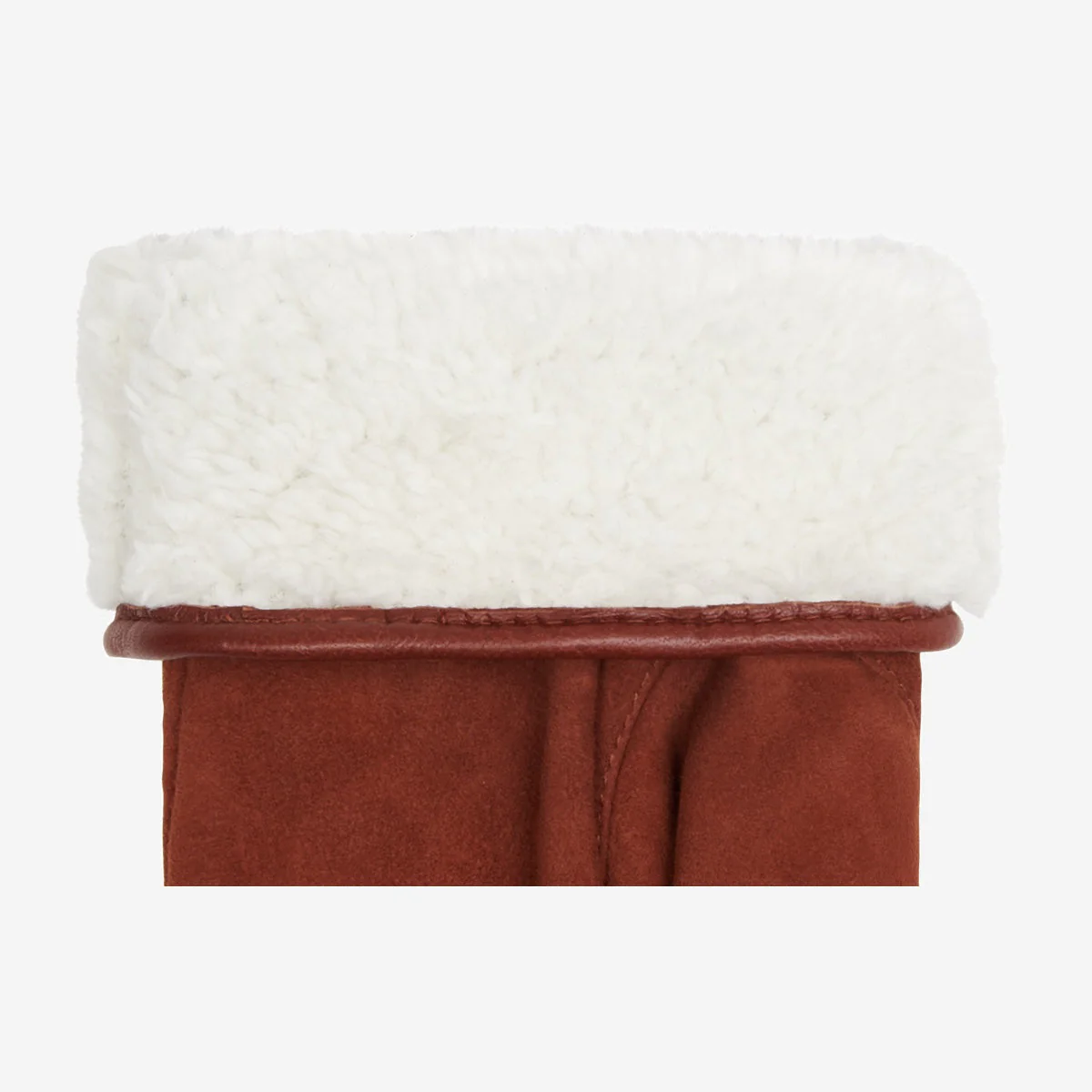 Elizabeth (brown) - Suede leather gloves with warm faux fur lining - Image 4