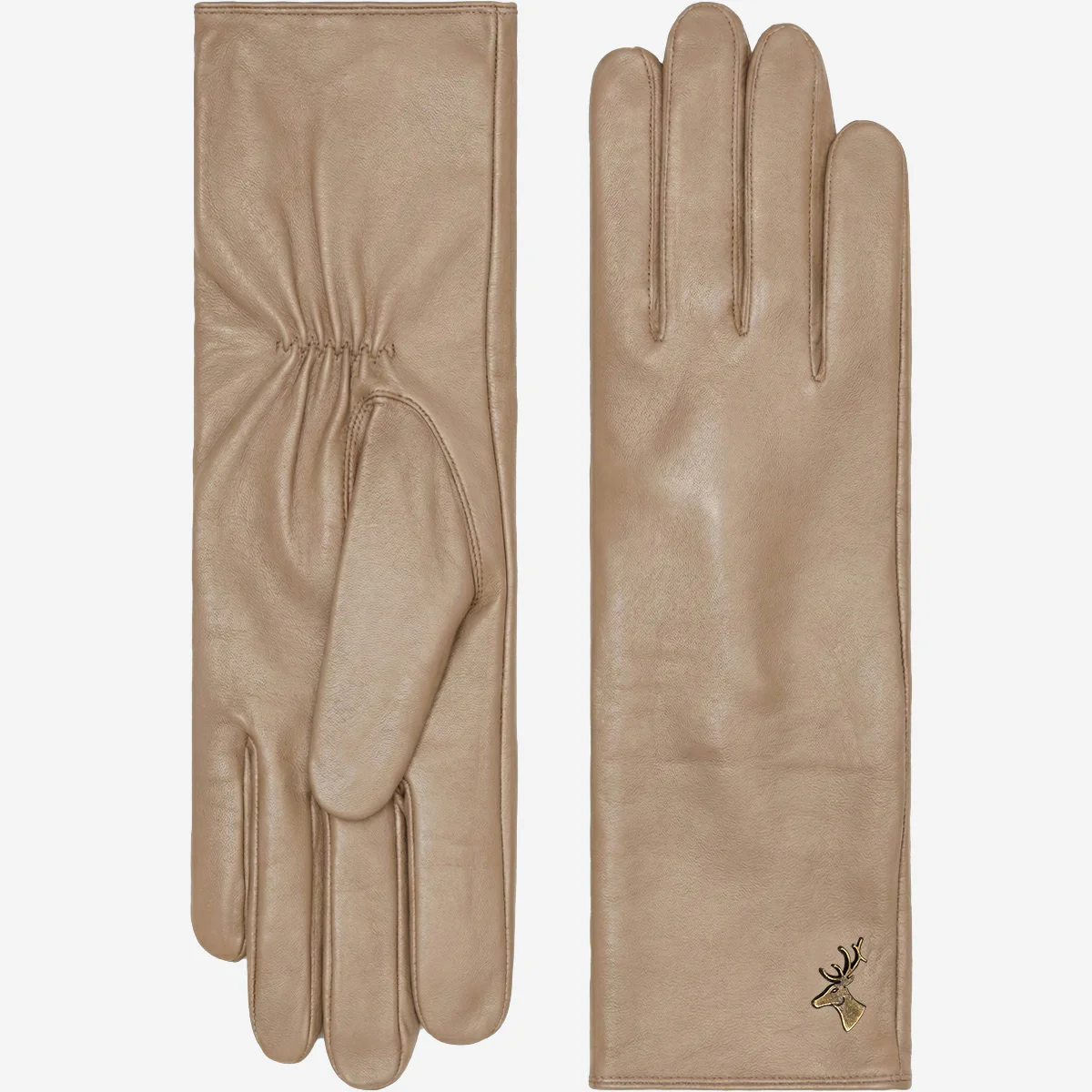 Emma (taupe) - Extra-long sheepskin leather gloves with luxurious cashmere lining & touchscreen feature - Image 5