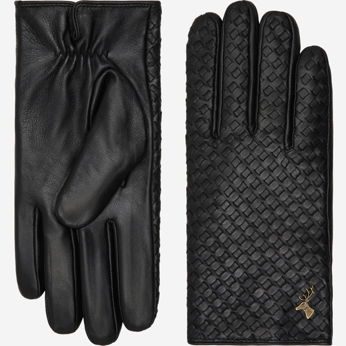 Frederick (black) - Basketweave pattern gloves with wool lining and touchscreen feature - Image 3
