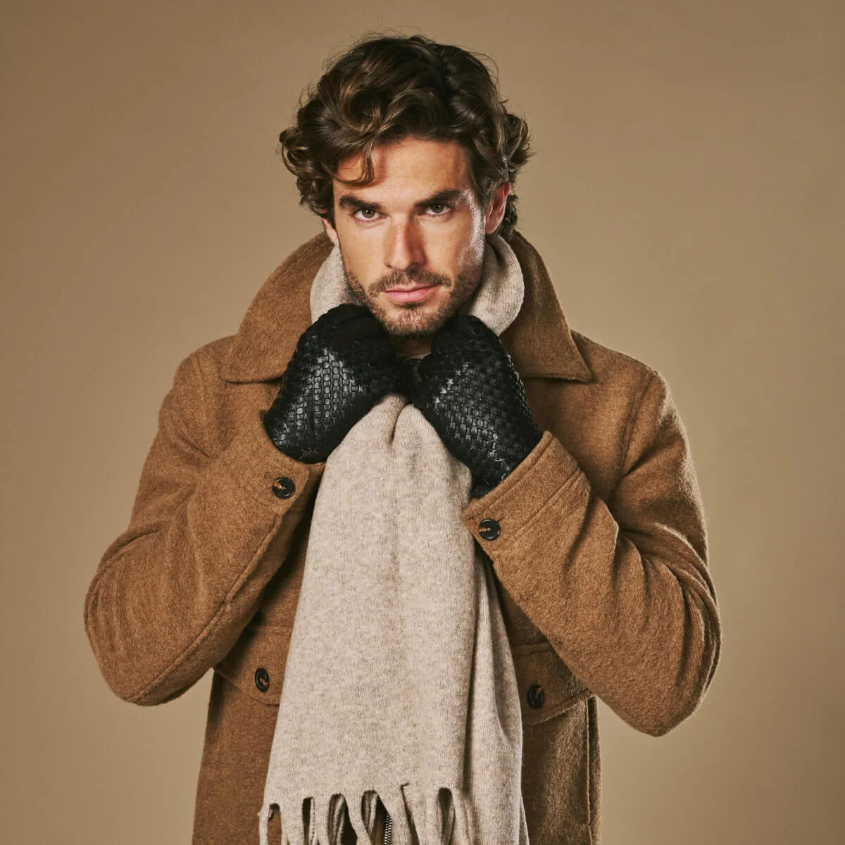 Frederick (black) - Basketweave pattern gloves with wool lining and touchscreen feature - Image 7