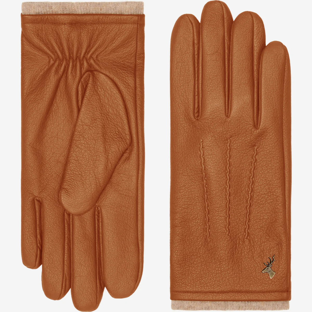 Harvey (cognac) - Goatskin leather gloves with luxurious wool lining & touchscreen feature - Image 3