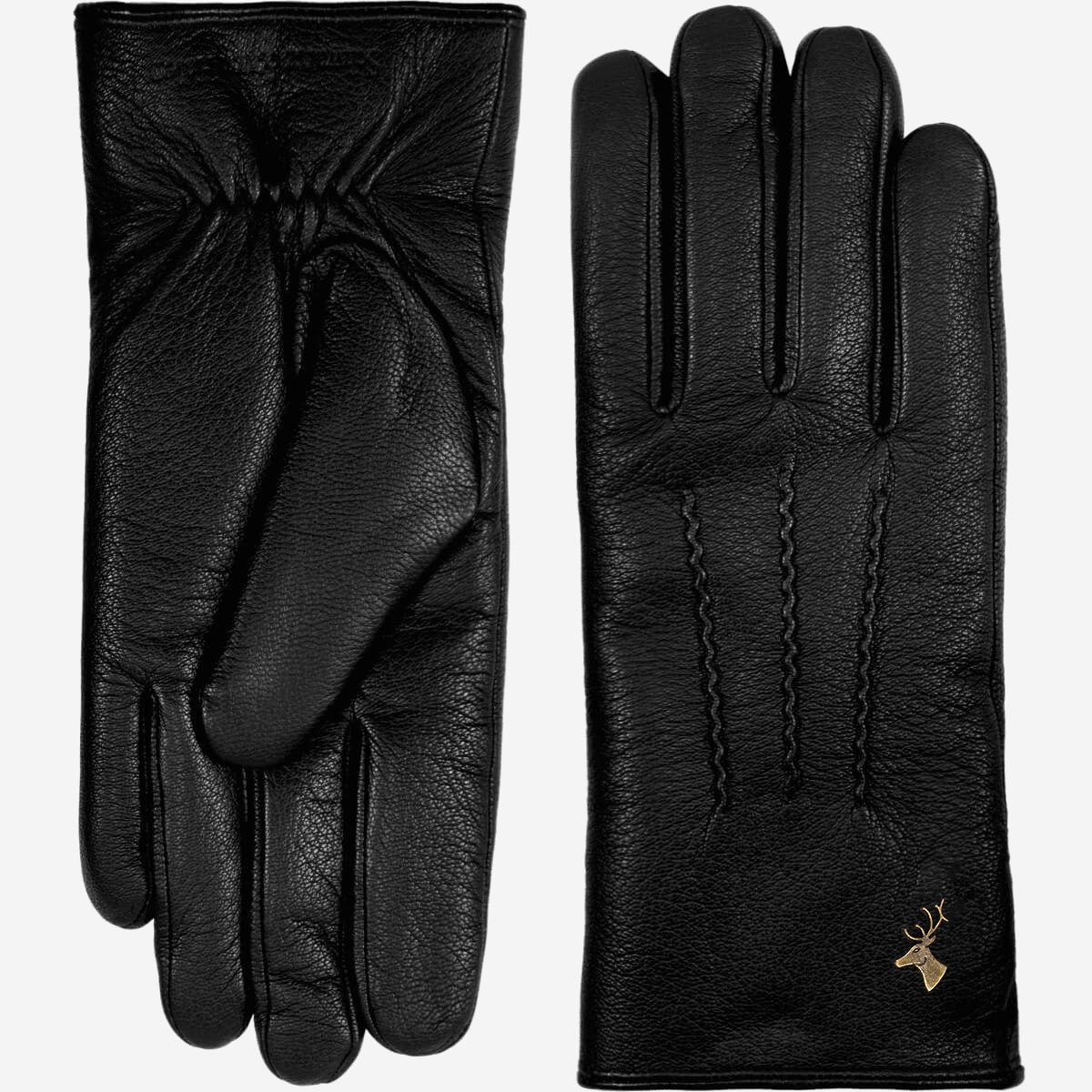 Hunter (black) – Goatskin leather gloves with lambswool lining & touchscreen feature - Image 3