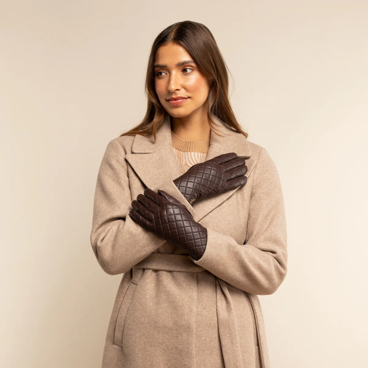 Kira (brown) - Sheepskin leather gloves with wool/cashmere lining & touchscreen feature - Image 9