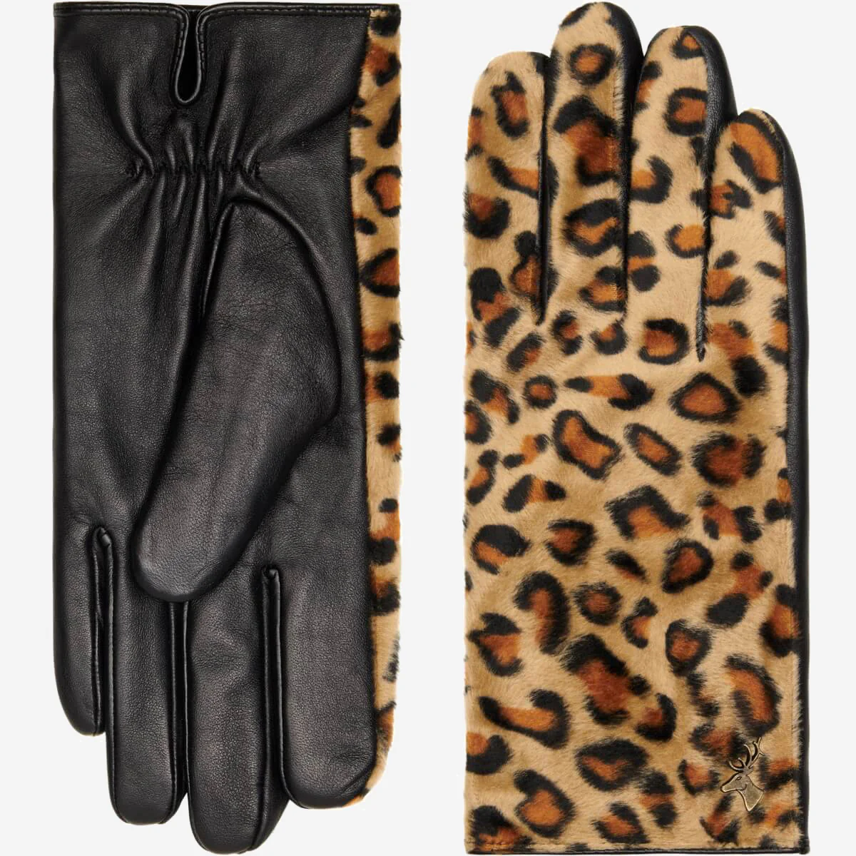 Leopard (yellow) - Sheepskin leather gloves with warm fleece lining & touchscreen feature - Image 3