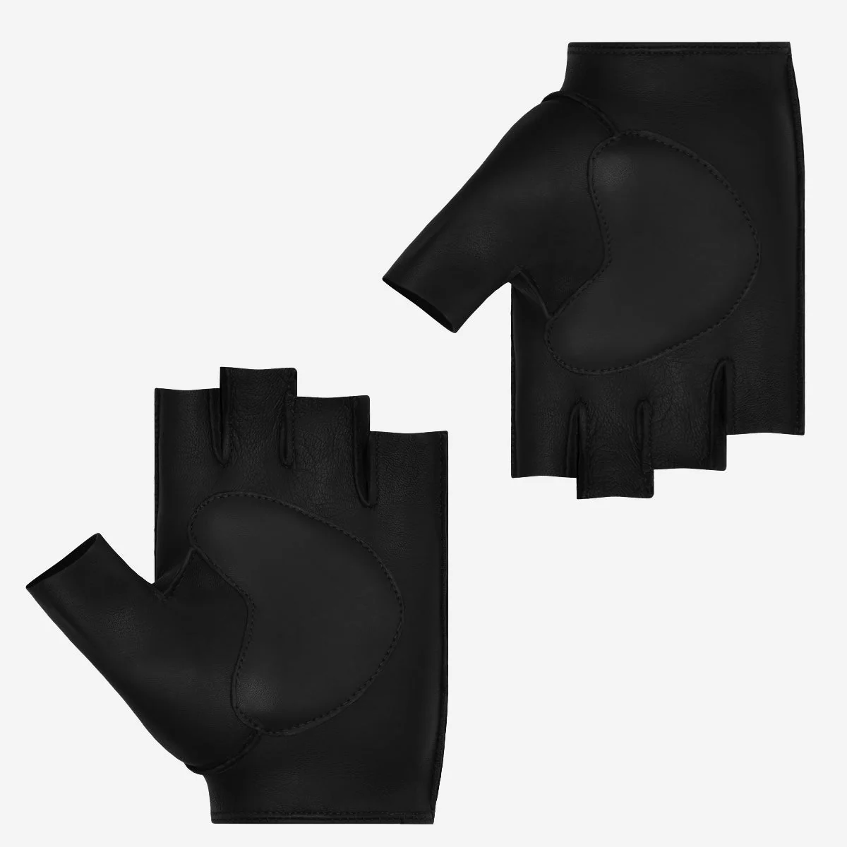 Liam (black) - Classic men’s fingerless lambskin driving gloves - Image 3