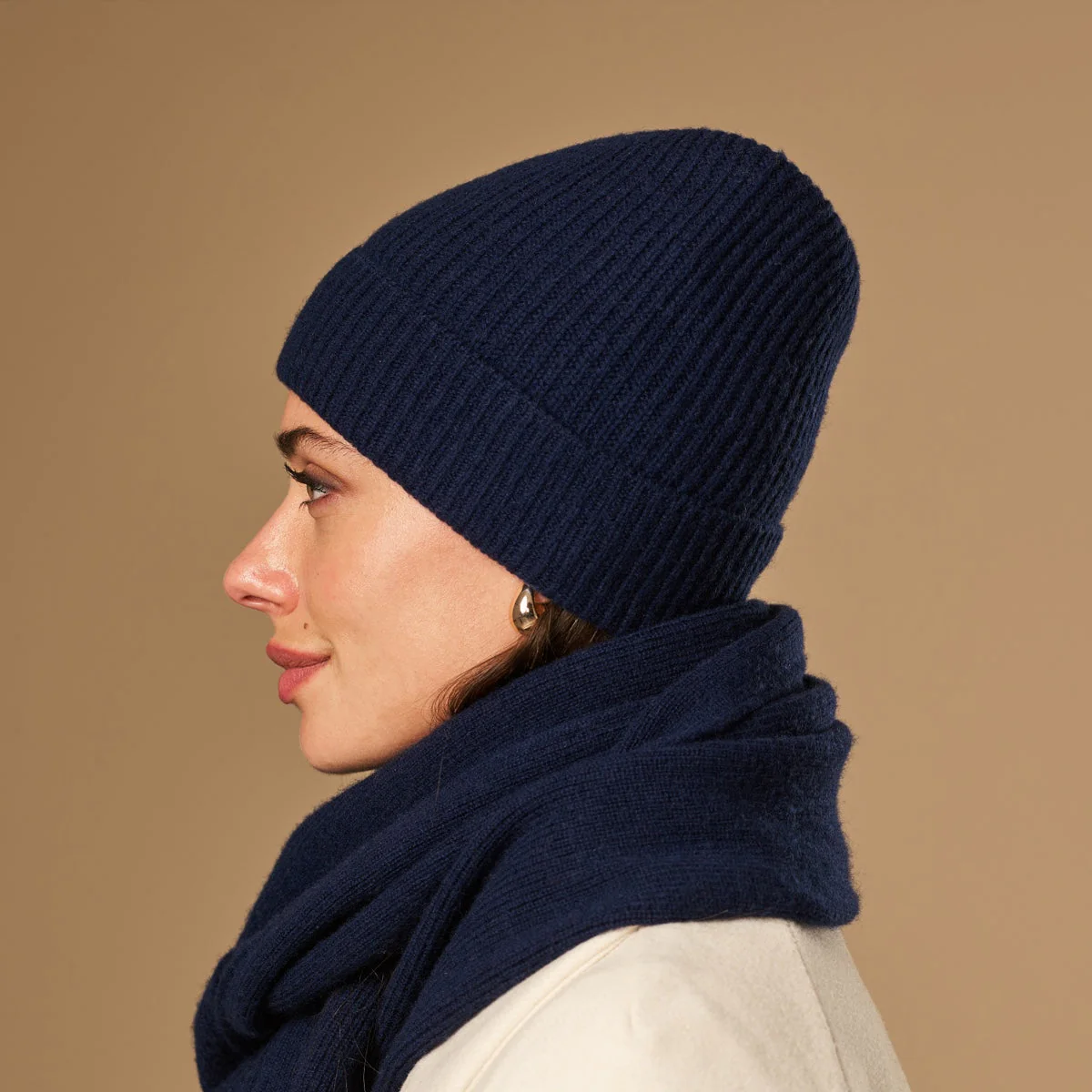 Mischa (navy blue) - Premium beanie made of soft Merino wool (unisex) - Image 3