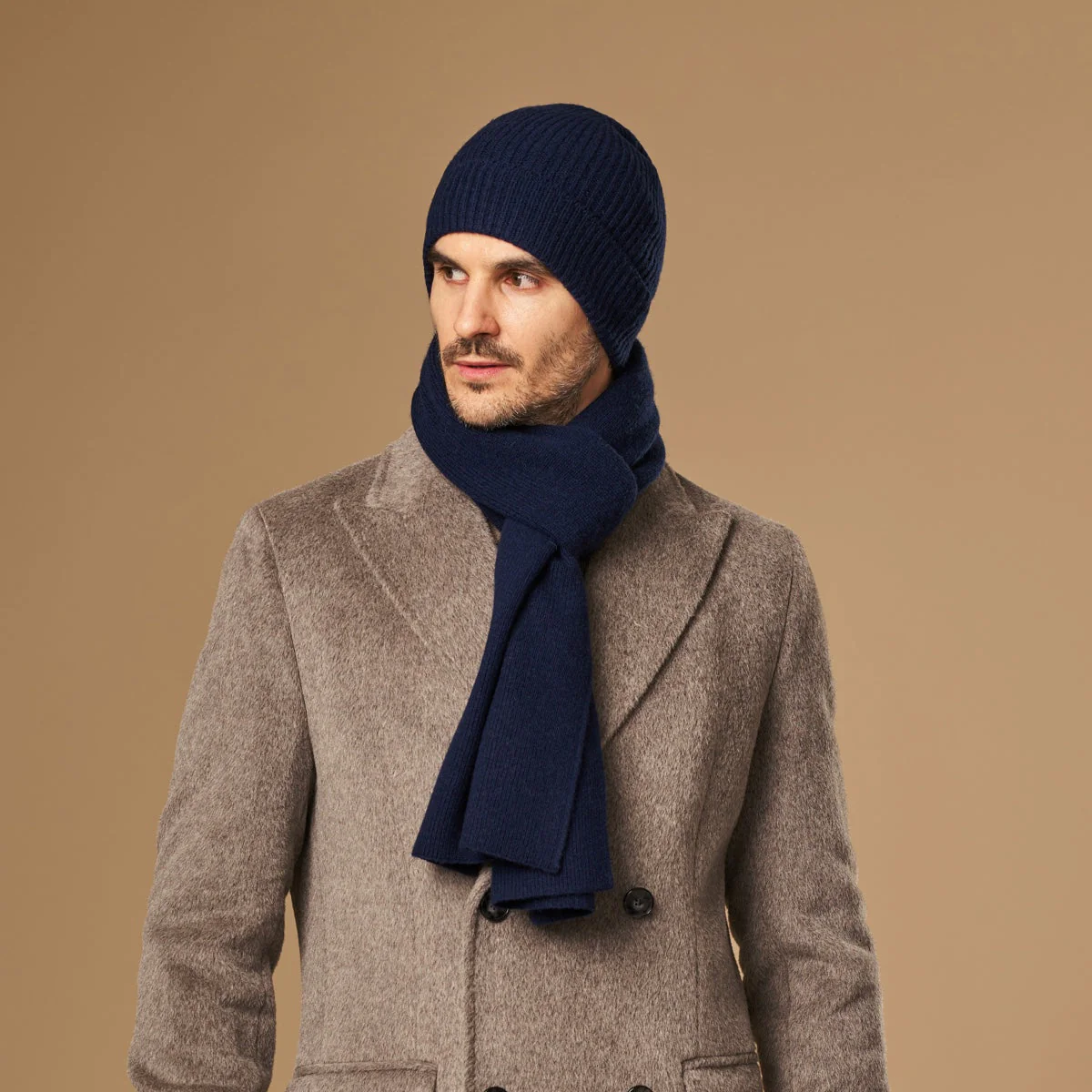 Mischa (navy blue) - Premium beanie made of soft Merino wool (unisex) - Image 4