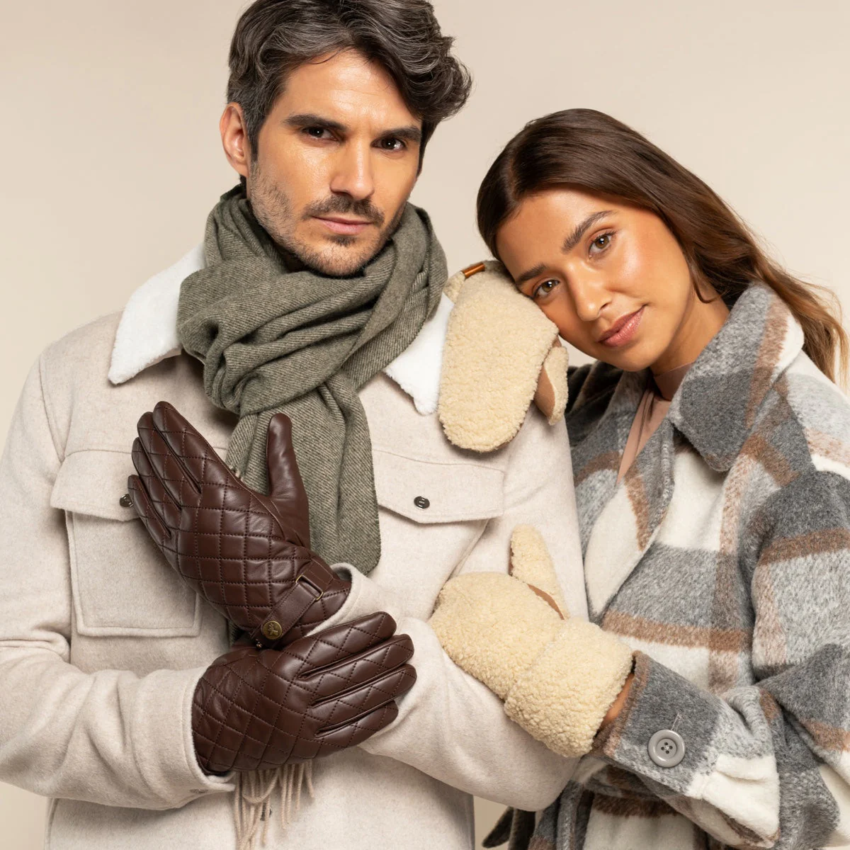 Smith (brown) - Sheepskin leather gloves with snap closure & touchscreen feature - Image 12