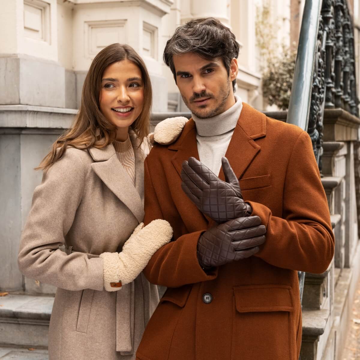 Smith (brown) - Sheepskin leather gloves with snap closure & touchscreen feature - Image 16