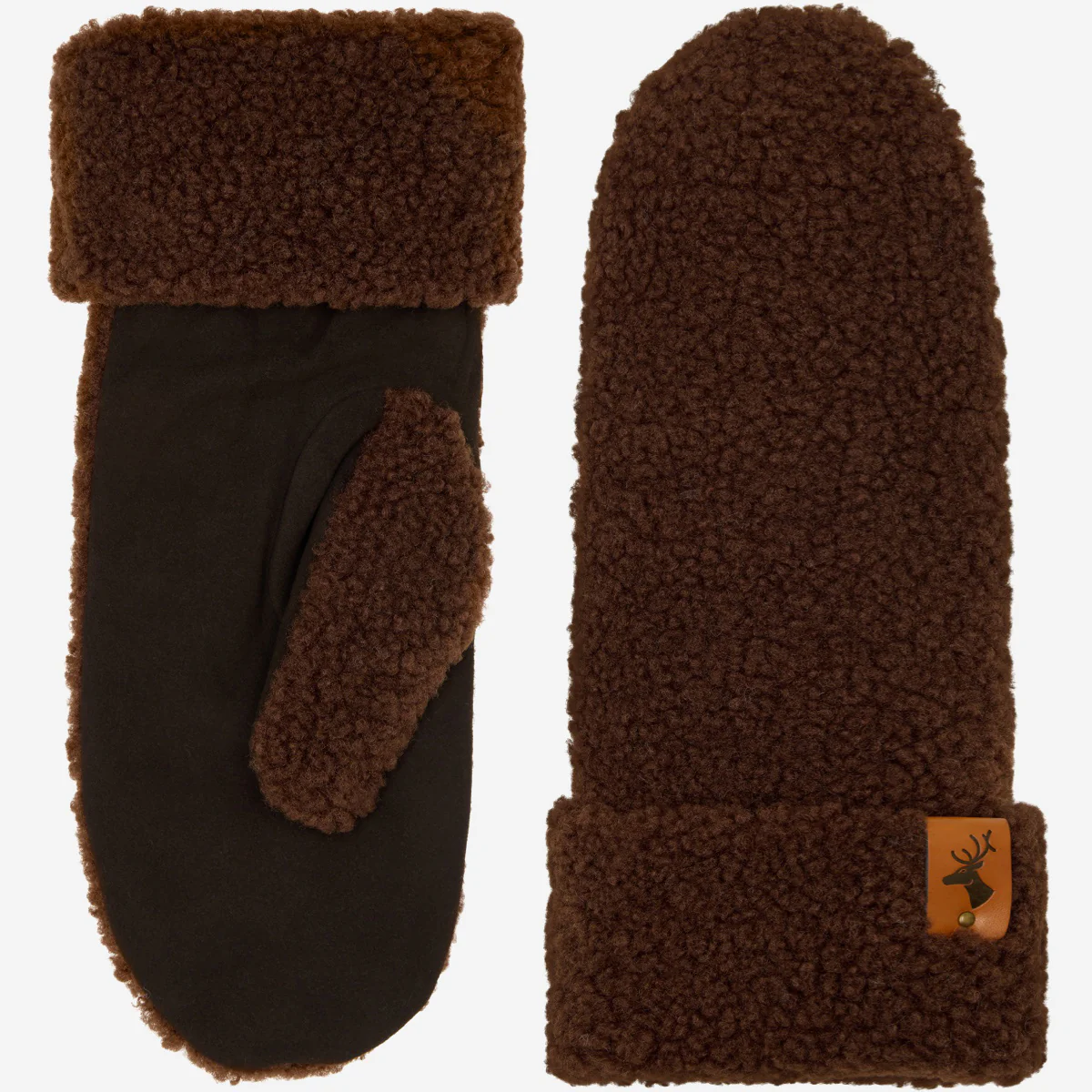 Sophia (brown) - Ultra-soft teddy mittens with warm faux fur lining - Image 3