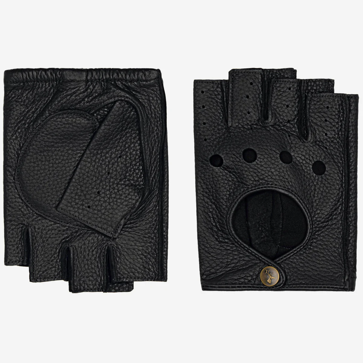 Zane (black) – Luxurious men's fingerless driving gloves made of American deerskin leather - Image 3